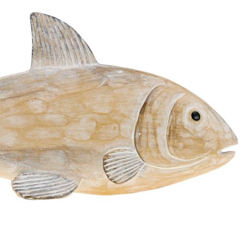 Floristik24 Deko Fisch in Holzoptik Natur L19cm
