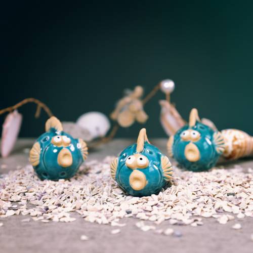 Floristik24 Deko-Fisch Blau, Fisch aus Keramik, Keramikfisch, Maritim L7cm 8St