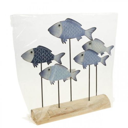 Floristik24 Fischschwarm Deko Metallfische auf Holzfuß 32×7×30cm