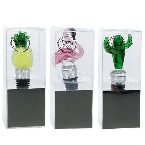 Floristik24 Flaschenverschluss mit Figuren aus Glas 11-12cm 3St