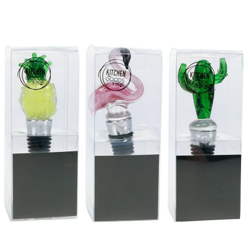 Floristik24 Flaschenverschluss mit Figuren aus Glas 11-12cm 3St