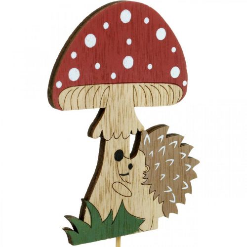 Floristik24 Dekostecker, herbstliche Holzdeko, Igel mit Pilz H11cm L34cm 12St