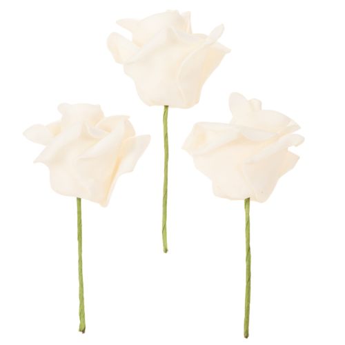 Künstliche Rose cremefarbig 10 cm Blüte auf Drahtstiel 100 Stück | Floristik24.ch