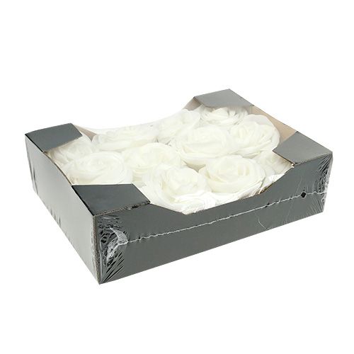 Floristik24 Foam Rose Weiß mit Perlmutt Ø7,5cm 12St