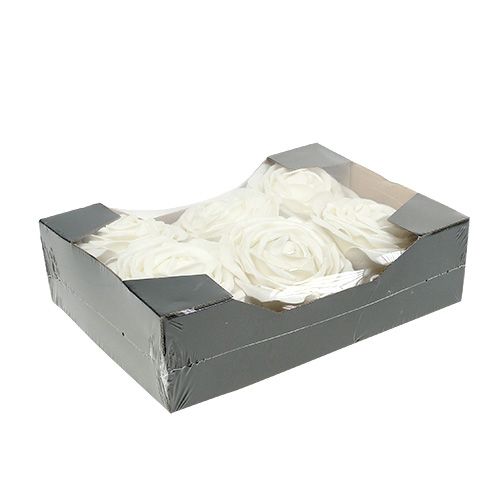 Floristik24 Foam-Rose Weiß mit Perlmutt Ø10cm 6 St