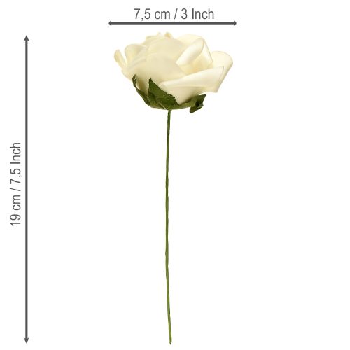 Artikel Foam Rosen mit Stiel Blumen Schaumstoff Creme Ø7,5cm 18 St