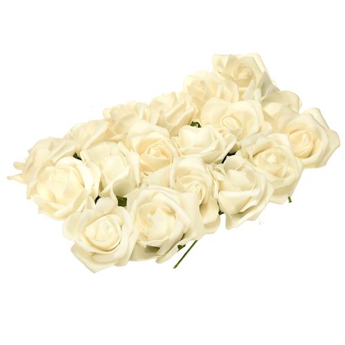 Artikel Foam Rosen mit Stiel Blumen Schaumstoff Creme Ø7,5cm 18 St