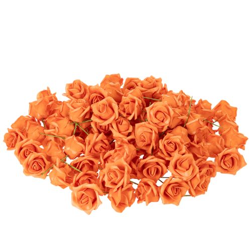 Künstliche Rosenblüte Orange 5 cm aus Schaumstoff im 100er-Set | Floristik24.ch