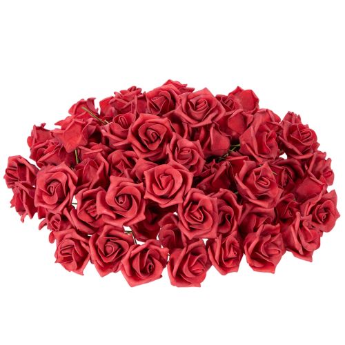 Künstliche Rosen rot mit Drahtstiel 5 cm Blütendurchmesser 100 Stück | Floristik24.ch