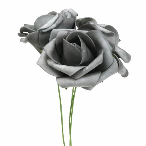 Foam-Rose Ø7,5cm Grau 18 St