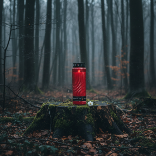 Artikel Grabkerze Deckel Motiv Blüte Rot Schwarz 10 Tage H27cm