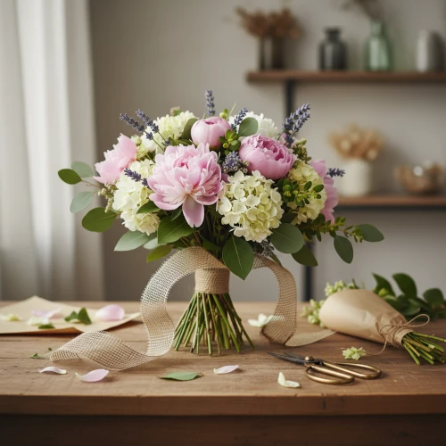 Kunstblumenstrauss mit hellen Blüten als dekorative Wohnzimmer Deko