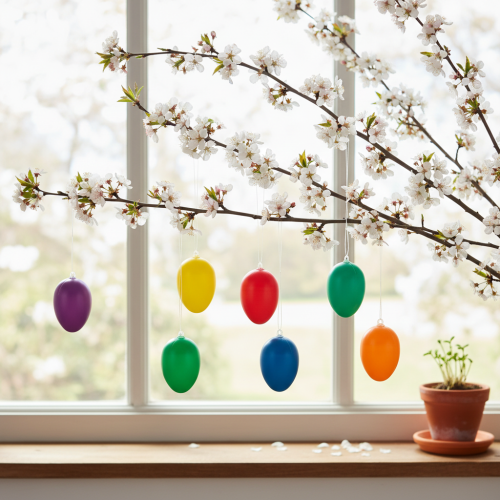 Artikel Ostereier Anhänger für Frühjahrsdekoration Haus oder Garten Bunte Dekorationsartikel 6cm 24St