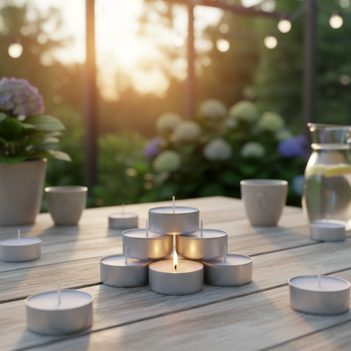 Artikel Duftkerzen Lavendel Mimose, Teelichter Duft Ø3,5cm H1,5cm 18St