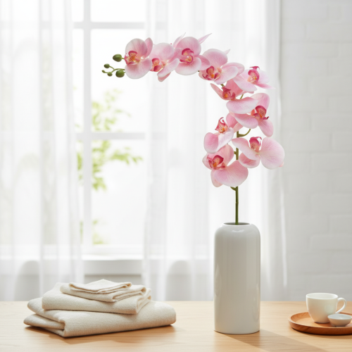 Artikel Orchidee Phalaenopsis künstlich 9 Blüten Rosa Weiß 96cm