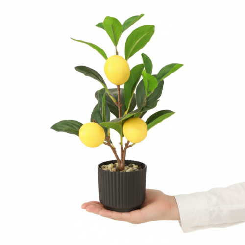 Artikel Zitronenbaum künstlich 28 cm, Deko-Pflanze mit Topf, Grün/Gelb