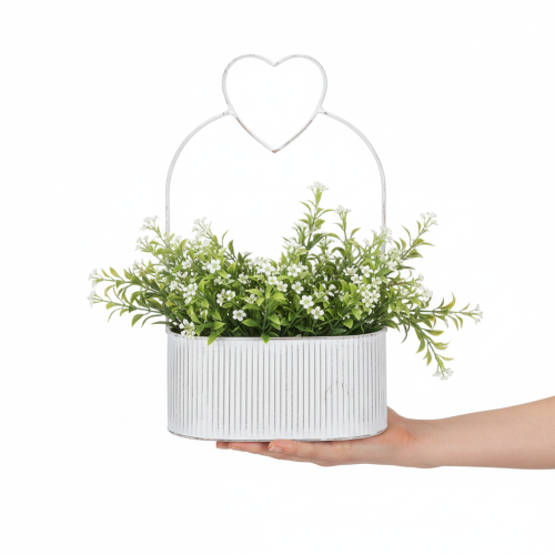 Artikel Deko Schale oval Metall mit Herz Weiß 20/16cm 2er-Set