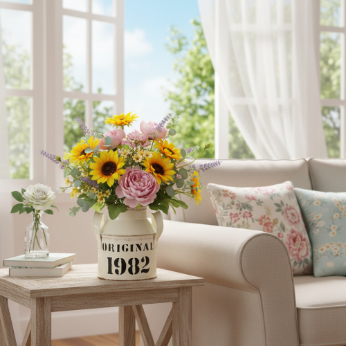 Artikel Kanne Metall Deko „Original 1982“ Creme Rost H13cm 2St