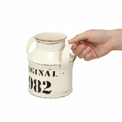 Artikel Kanne Metall Deko „Original 1982“ Creme Rost H13cm 2St