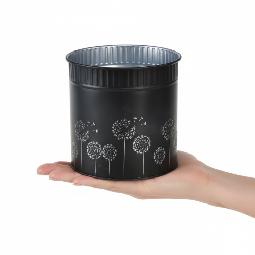 Metall-Übertopf Pusteblume Schwarz Ø15,5cm H15,5cm für Pflanzen und Gestecke | Floristik24.ch