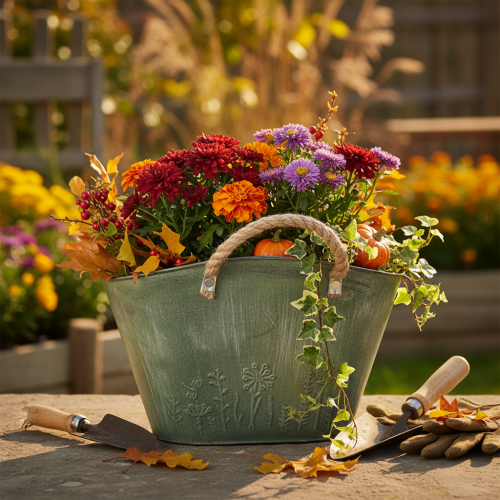 Artikel Blumentopf mit Jutegriffen Metall Handtasche 31×20×17cm