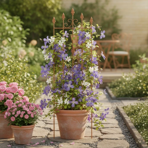 Rankhilfe im Pflanzgefäss für Kletterpflanzen und Gartendeko
