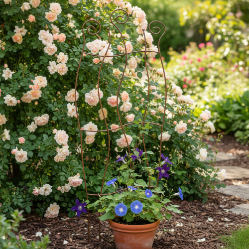 Artikel Rankhilfe Garten Metall Rankgitter geschwungenes Design für Kletterpflanzen 110cm