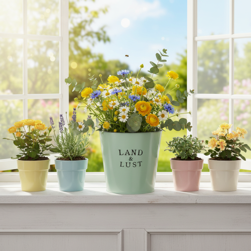 Blumentopf Metall Vintage Design Mintgrün Ø21,5×H16,5cm Innen- und Aussendekoration | Floristik24.ch