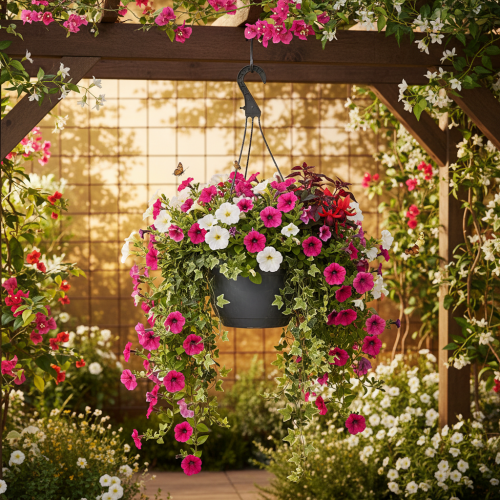 Blumenampel aus Kunststoff Anthrazit Ø25cm H50cm für Innen und Aussen | Floristik24.ch