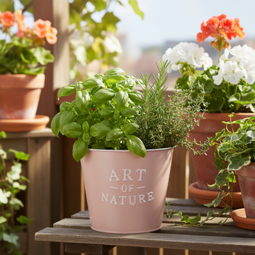 Artikel Blumentopf Zink Art of Nature Altrosa Ø17,5cm H15cm