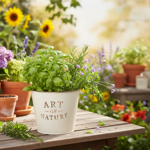 Artikel Blumentopf Zink Art of Nature Creme Ø17,5cm H15cm