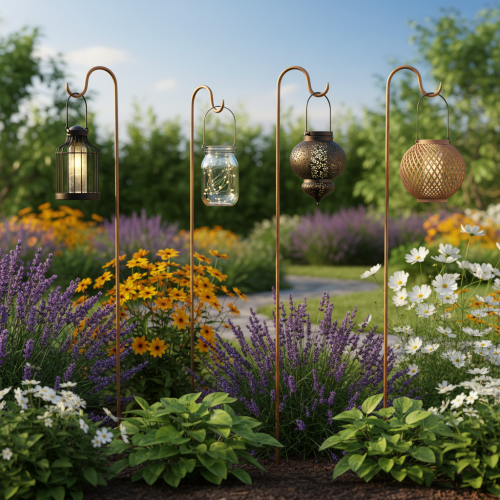 Artikel Gartenstab mit Haken Metall Edelrost Höhe 80 cm 3er-Set