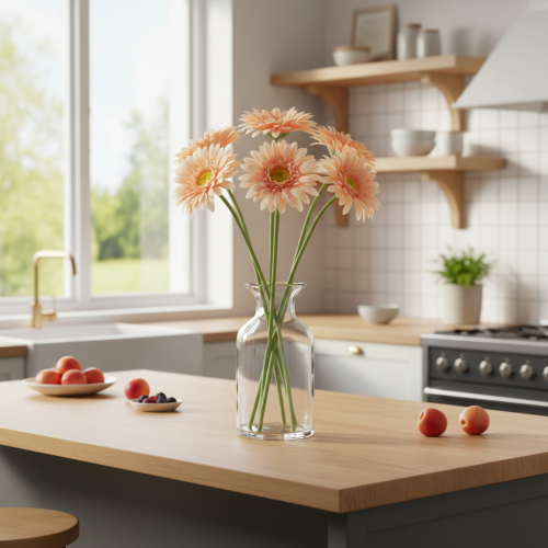 Künstliche Gerbera Blume Apricot 47cm Kunststoff 6St | Floristik24.ch