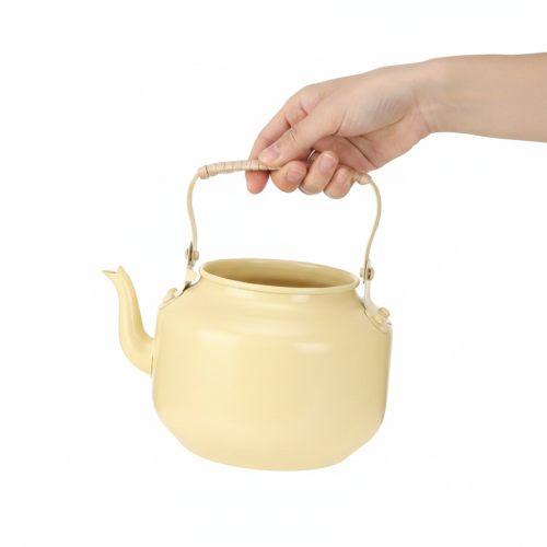 Teekanne Metall Dekoration 17 cm Gelb mit Griff für Innen- und Aussenbereich | Floristik24.ch