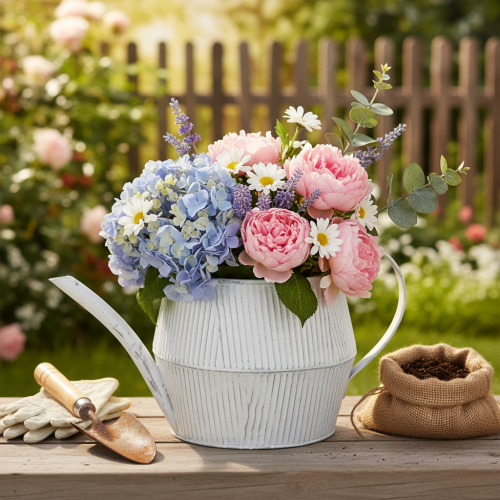 Deko-Kanne aus Metall Weiss 28 cm für Vintage und Shabby Chic Dekoration | Floristik24.ch