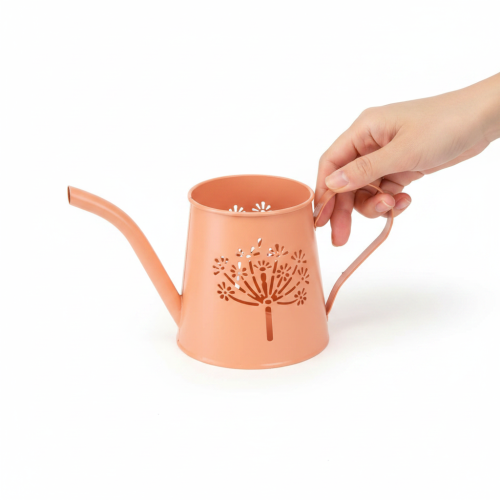 Artikel Metall Teelichthalter Gießkanne Orange mit Pusteblumen-Motiv 12cm, 2er Set