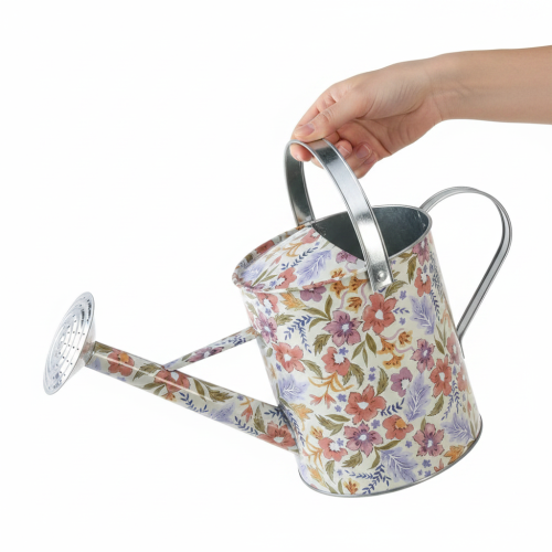 Deko Giesskanne Metall Ø18cm mit Blumendesign für Indoor-Gestaltung | Floristik24.ch