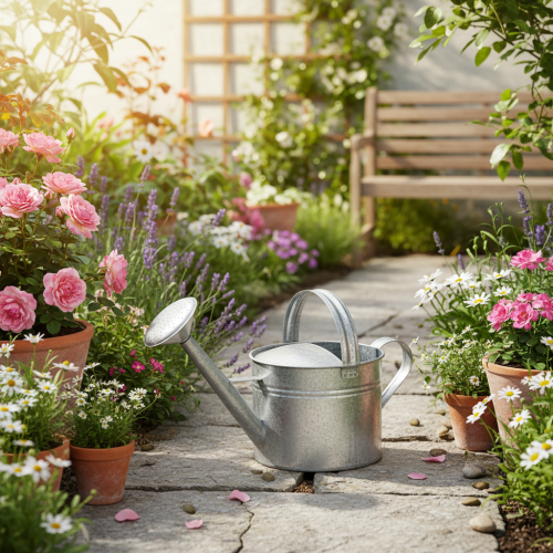 Zink-Giesskanne 27cm Vintage-Look - Metall Pflanzgefäss für Garten & Terrasse | Floristik24.ch
