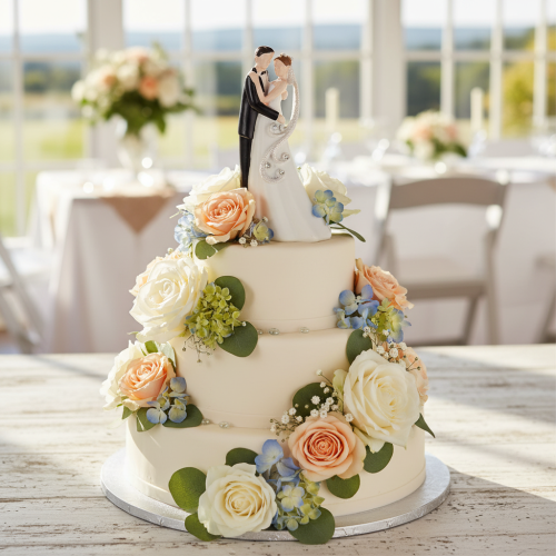 Dekofigur Hochzeitspaar Polyresin 10,5cm Weiss-Schwarz für Tischdekoration | Floristik24.ch