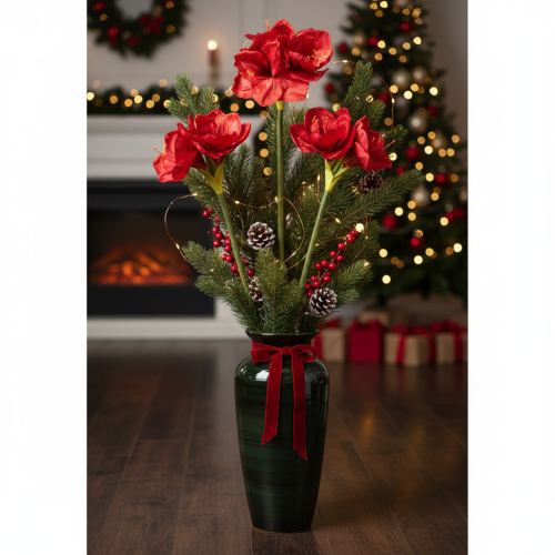 Künstliche Amaryllis in Rot mit langem Stiel, 77 cm | Floristik24.ch