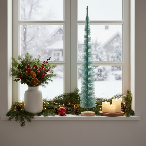 Künstlicher Tannenbaum 80cm Türkis mit Holzfuss für Innen | Floristik24.ch