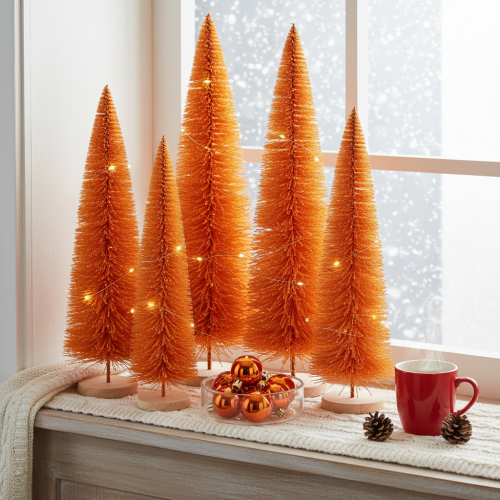 Künstlicher Tannenbaum Orange auf Holzsockel 60cm | Floristik24.ch