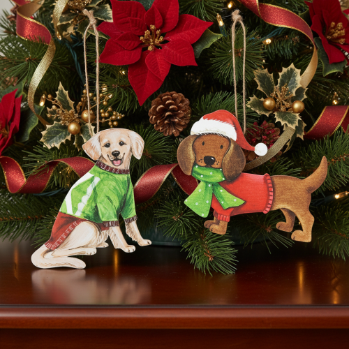 Weihnachtsanhänger Hunde aus Metall, 12 cm, 2 Stück | Floristik24.ch