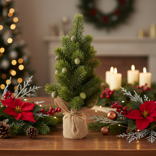 Künstlicher Mini-Weihnachtsbaum im Jutesack, 38 cm, für Innenräume | Floristik24.ch