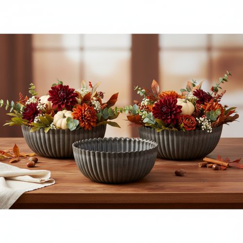 Runde Schale Kunststoff geriffelt anthrazit 15 cm 2er-Set | Floristik24.ch