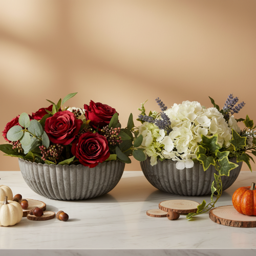 Runde Schale mit Rillen Kunststoff Anthrazit 20cm 2 Stück | Floristik24.ch