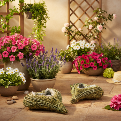 Pflanzherz aus Naturmaterial mit Folieneinsatz 22cm Grün 2er-Set | Floristik24.ch
