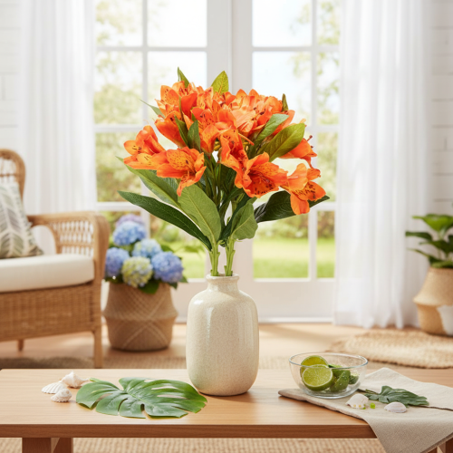 Kunstblume Alstroemeria Orange künstlicher Strauß 75 cm 3 Stiele | Floristik24.ch