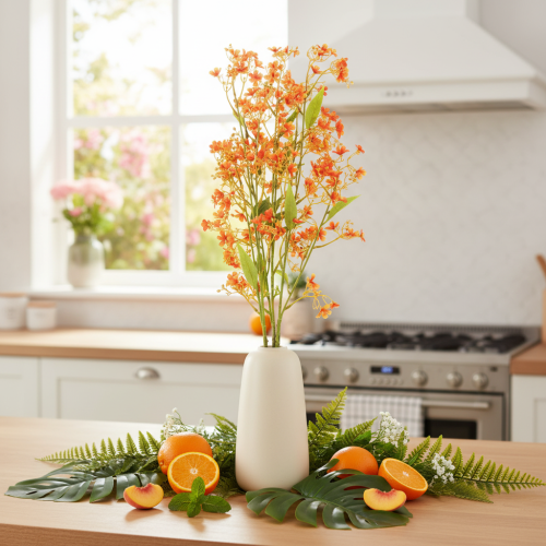 Kunstblume Orchideenzweig 110cm Orange Set aus 3 Stück für Dekoration | Floristik24.ch