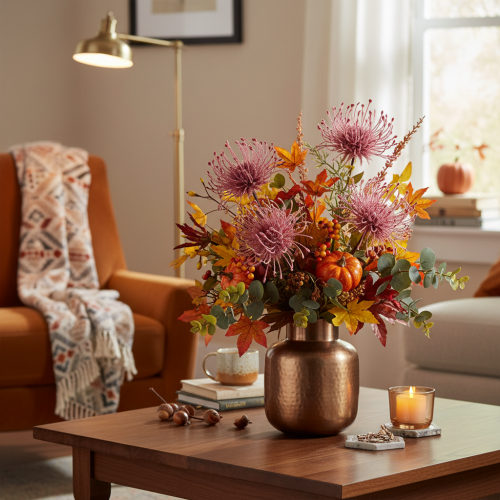 Artikel Kunstblume Nadelkissen Protea Rosa-Grün 65 cm 3er-Set